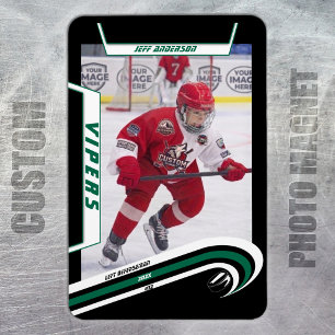 Custom Velocity Green Ice Hockey Photo Magnet