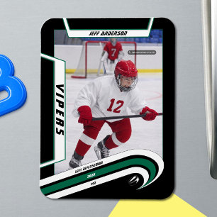 Custom Velocity Green Ice Hockey Photo Magnet
