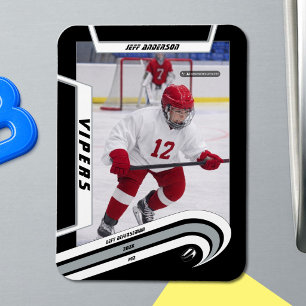 Custom Velocity Silver Ice Hockey Photo Magnet