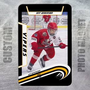Custom Velocity Yellow Ice Hockey Photo Magnet