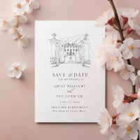 Custom Venue Illustration Save the Date with QR 