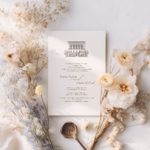 Custom Venue Sketch Wedding Invitation