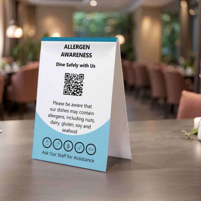 Custom Vertical Allergen Awareness Food Safety (Allergen Awareness on Restaurant Table)
