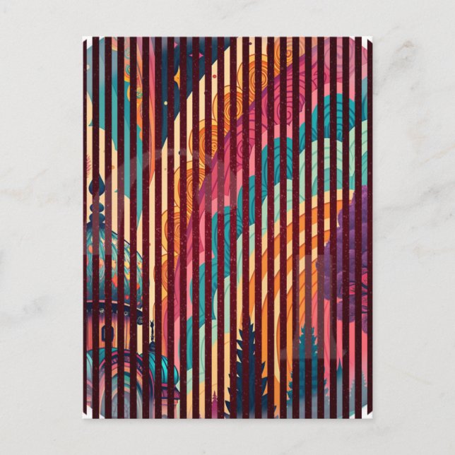 Custom Vertical Striped Art Postcard (Front)