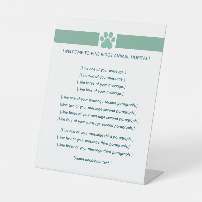 Custom VET Office 8x10 Desk Display Pedestal Sign (Front)