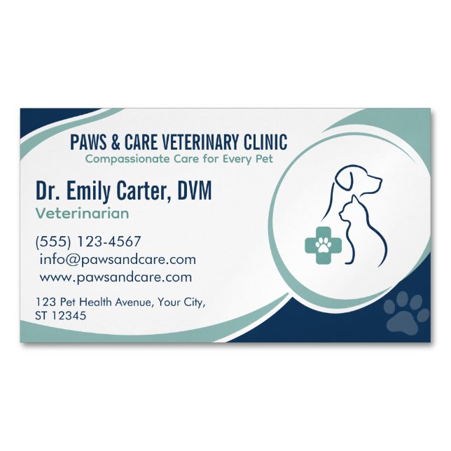 Custom Veterinarian Magnet Business Card  (Front)