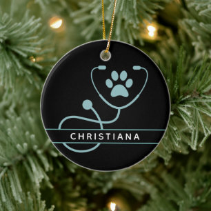 Custom Veterinarian Veterinary Professionals Ceramic Tree Decoration