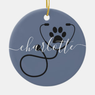 Custom Veterinarian Veterinary Tech Vet Assistant Ceramic Tree Decoration