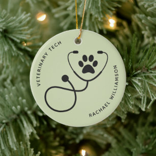Custom Veterinarian Veterinary Tech Vet Assistant Ceramic Tree Decoration