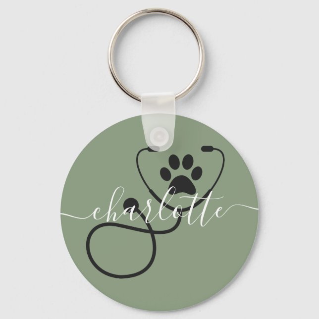 Custom Veterinarian Veterinary Tech Vet Assistant Key Ring (Front)
