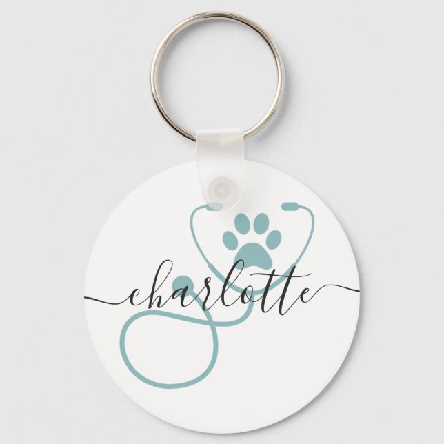 Custom Veterinarian Veterinary Tech Vet Assistant Key Ring (Front)