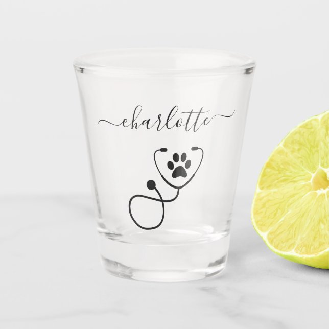 Custom Veterinarian Veterinary Tech Vet Assistant  Shot Glass (Front)