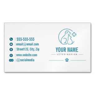 Custom Veterinarian with QR Code Magnetic Business Card