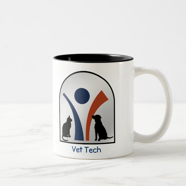 Custom Veterinary Animal Logo with Cat and Dog Two-Tone Coffee Mug (Right)