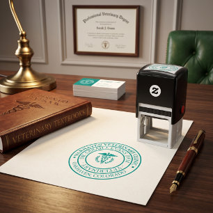 Custom Veterinary Clinic Rubber Stamp DVM Caduceus