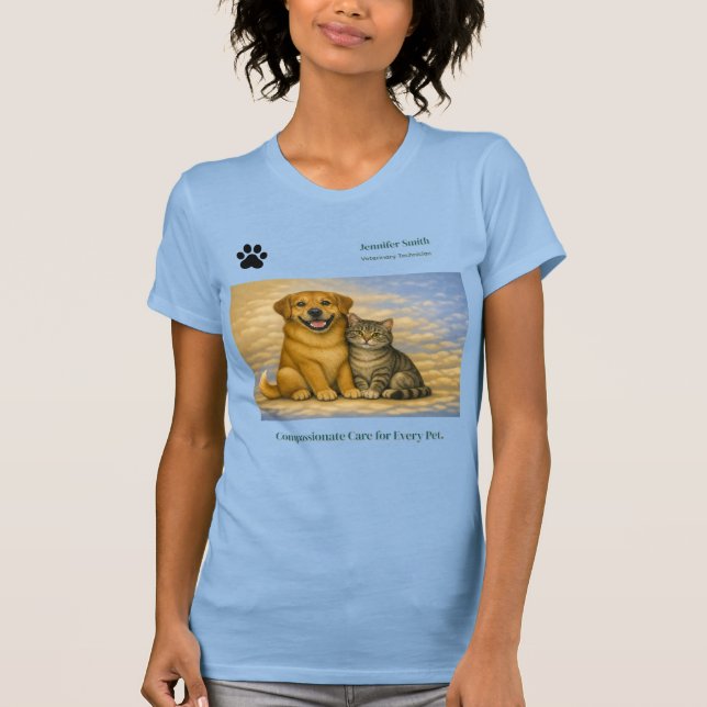Custom Veterinary Staff Tee – Dog & Cat Artwork (Front)