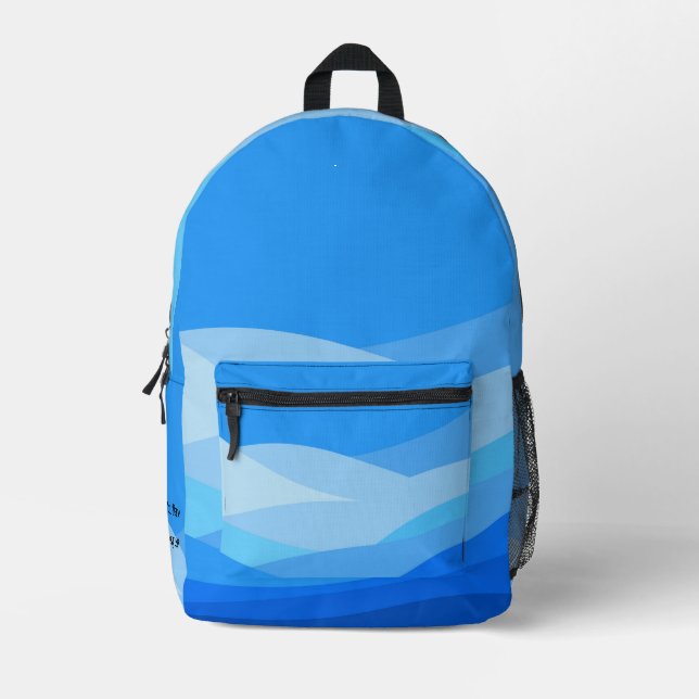 Custom Vibrant Blue Colourful Pattern Aesthetic  Printed Backpack (Front)