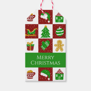 Custom Vibrant Bright Red Christmas Cute Layout Gift Tags