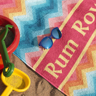 Custom Vibrant Colour Beach Towel - Custom Text
