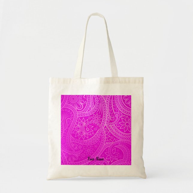 Custom Vibrant Magenta Colourful Pattern Aesthetic Tote Bag (Front)