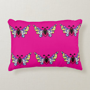Custom Vibrant Modern Folk Butterfly Art Decorative Cushion