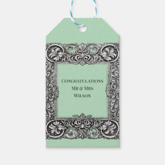 Custom Victorian Scroll Frame – Elegant sage green Gift Tags