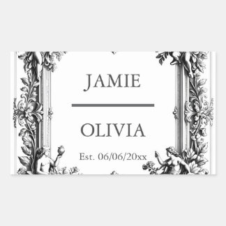 Custom Victorian Scroll Frame Napkin – wedding Rectangular Sticker