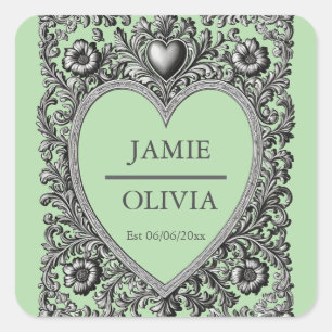 Custom Victorian Scroll Frame – wedding Square Sticker