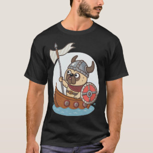 Custom Viking Pug Raider: Bone & Squeaky Ship Adve T-Shirt