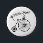 Custom Villager Prisoner Badge b&w art<br><div class="desc">You're officially in the Village with your own iconic badge. What number are you? You can add a number in customisation before checking out. From the classic spy series The Prisoner. Featuring the spoked version of the bicycle. Be seeing you!</div>