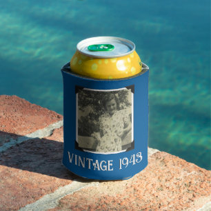 Custom Vintage 1943 80th Birthday Party Photo Can Cooler