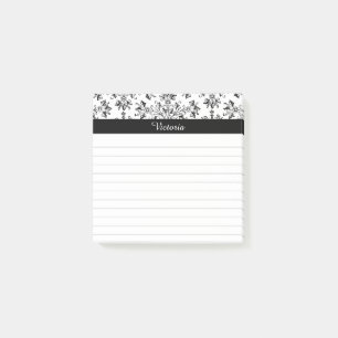 Custom Vintage 3" x 3" Floral Art Lined Stickies Post-it Notes