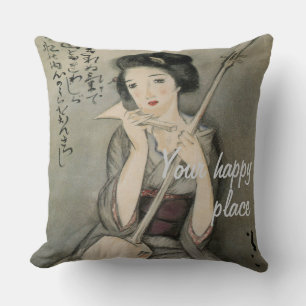 Custom Vintage Aesthetic Japan Kimono illustration Cushion