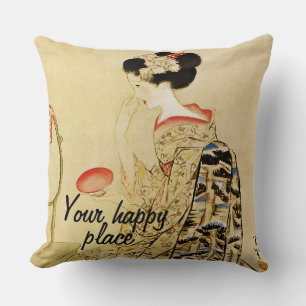Custom Vintage Aesthetic Japan Kimono illustration Cushion