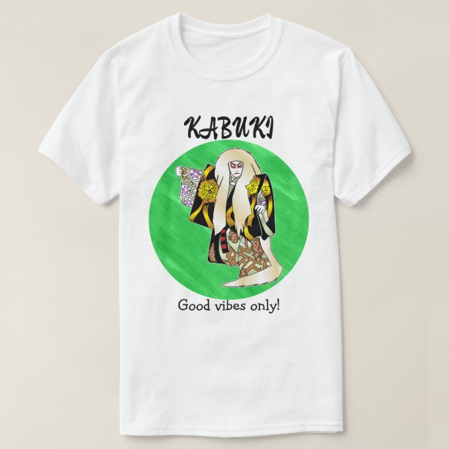 Custom Vintage Aesthetic Japanese Kabuki Green  T-Shirt (Design Front)