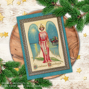 Custom Vintage Antique Holiday Seasons Greetings Card