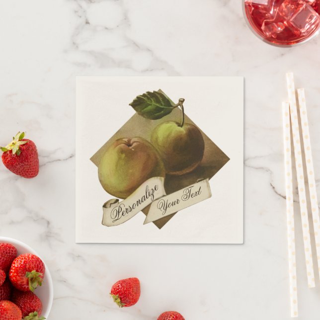 Custom Vintage Apples Retro Fruit Old School Napkin (Insitu)
