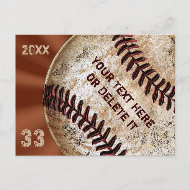 Custom Vintage Baseball Post Cards Invitations (Front)