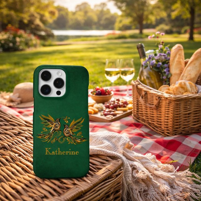 Custom Vintage Bird Floral Green iPhone Case (Creator Uploaded)