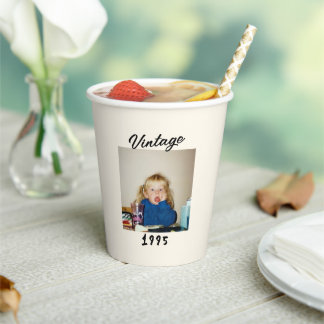 Custom Vintage Birthday Photo Retro Design Paper Cups