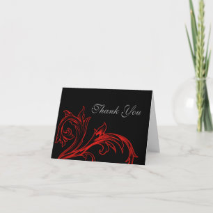 Custom Vintage Black & Red Wedding Thank You Card