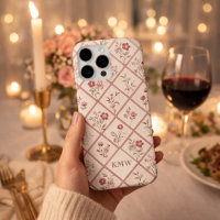 Custom Vintage Blush Pink Floral Lattice Pattern