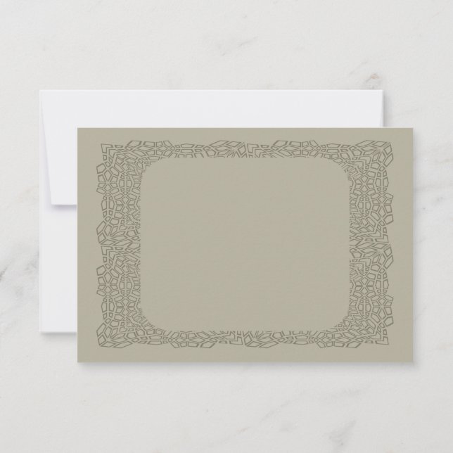 Custom vintage brown lace RSVP wedding card (Back)