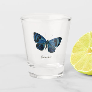 Custom vintage butterfly blue simple clean shot gl glass