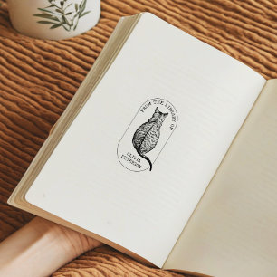 Custom Vintage Cat From The Library Of Rubber Stamp