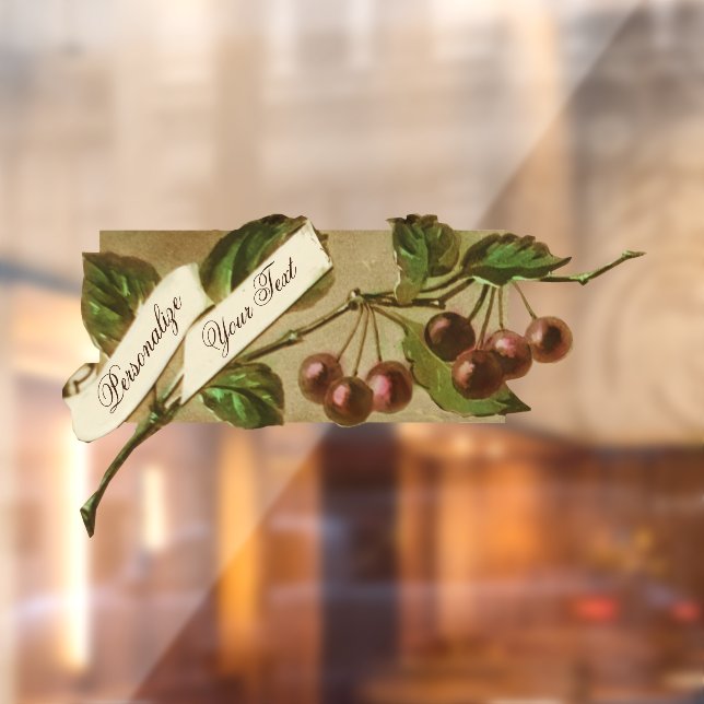Custom Vintage Cherries Retro Fruit Restaurant Window Cling (Sheet 2)