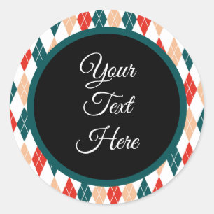Custom Vintage Christmas Farmhouse Buffalo Check Classic Round Sticker