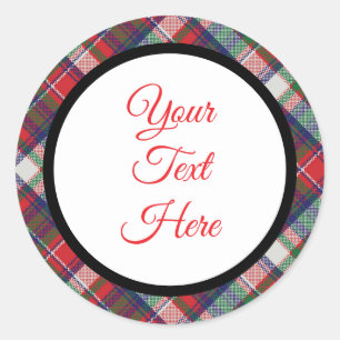 Custom Vintage Christmas Farmhouse Buffalo Check Classic Round Sticker