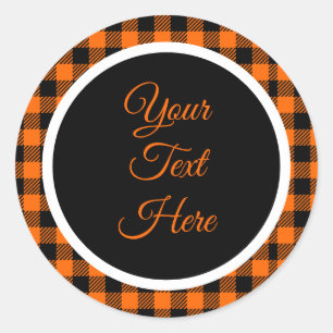 Custom Vintage Christmas Farmhouse Buffalo Check Classic Round Sticker