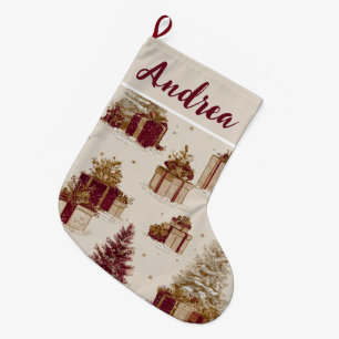 Custom Vintage Christmas Pattern Holiday Stocking
